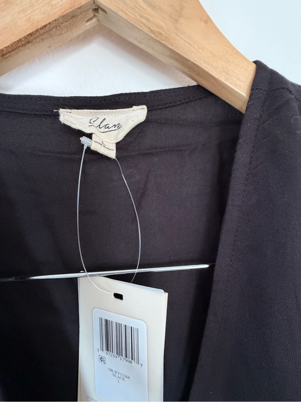 Elan Black Sheer Wrap Blouse Top Short Sleeve Size Large NWT - Picture 4 of 7